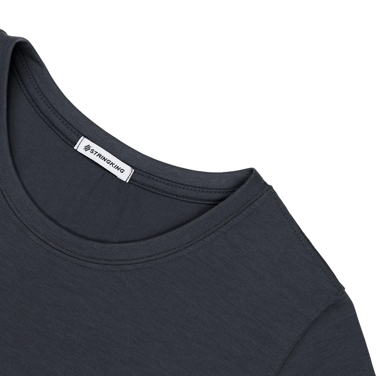 StringKing Women's FlexStyle Short Sleeve Crewneck T-Shirt - Sharp Fit, India Ink, Detail