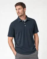 StringKing Men's Pima Jersey Classic Polo - Relaxed Fit, Navy, Collar Shoulder - Human Model