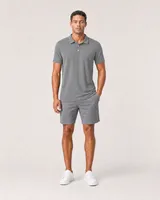StringKing Men's Pima Terry Polo - Relaxed Fit, Frost Gray, Full Front - Human Model - Top of head to Knees
