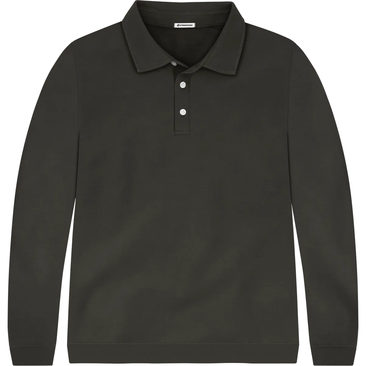 StringKing Men's Pima Terry Long Sleeve Polo - Sharp Fit, Peat, Front