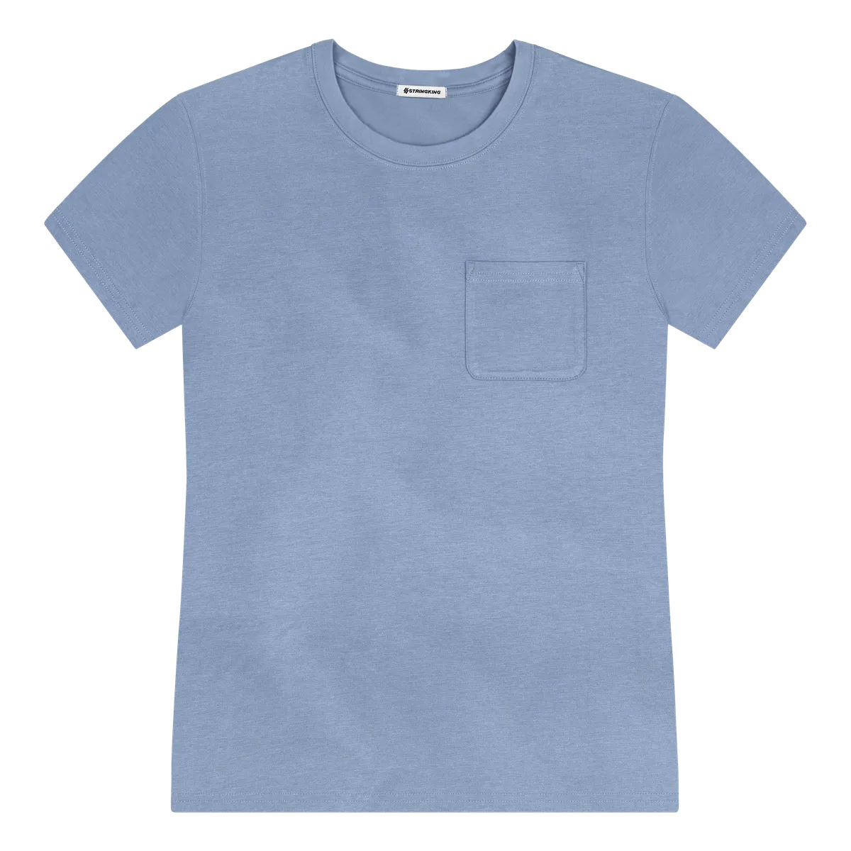 StringKing Men's Pima Cotton Short Sleeve Pocket Crewneck T-Shirt - Sharp Fit, Slate Blue, Front