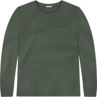 StringKing Men's Pima Jersey Long Sleeve Pocket Tee - Relaxed Fit, Moss, Front