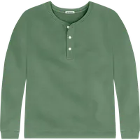 StringKing Men's Pima Cotton Henley Sweatshirt - Relaxed Fit, Green, Front