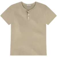 StringKing Men's Pima Cotton Short Sleeve Henley - Relaxed Fit, Warm Khaki, Front