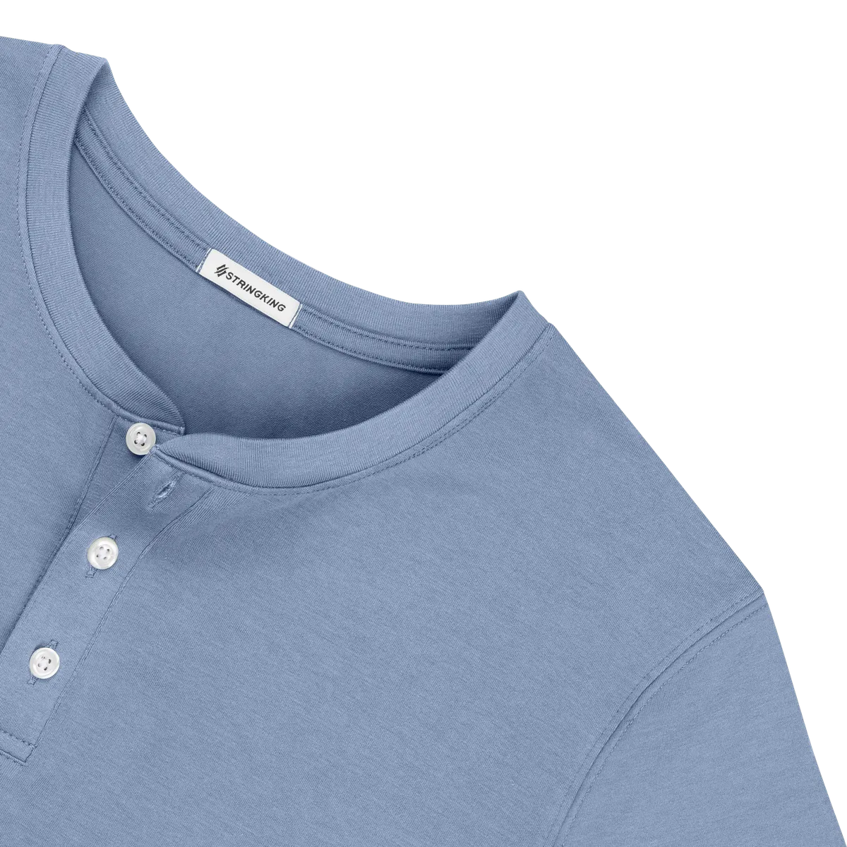 StringKing Men's Pima Cotton Long Sleeve Henley - Relaxed Fit, Slate Blue, Detail