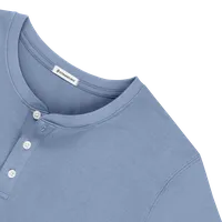 StringKing Men's Pima Cotton Long Sleeve Henley - Relaxed Fit, Slate Blue, Detail