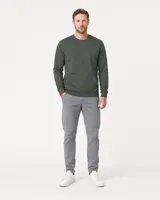 StringKing Men's Pima Terry Crew Sweatshirt - Sharp Fit, Moss, Full Front - Human Model