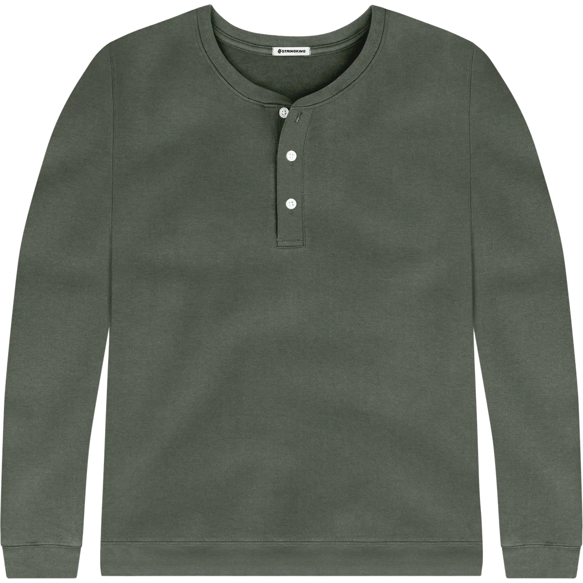 StringKing Men's Pima Cotton Henley Sweatshirt - Relaxed Fit, Moss, Front