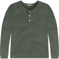 StringKing Men's Pima Cotton Henley Sweatshirt - Relaxed Fit, Moss, Front
