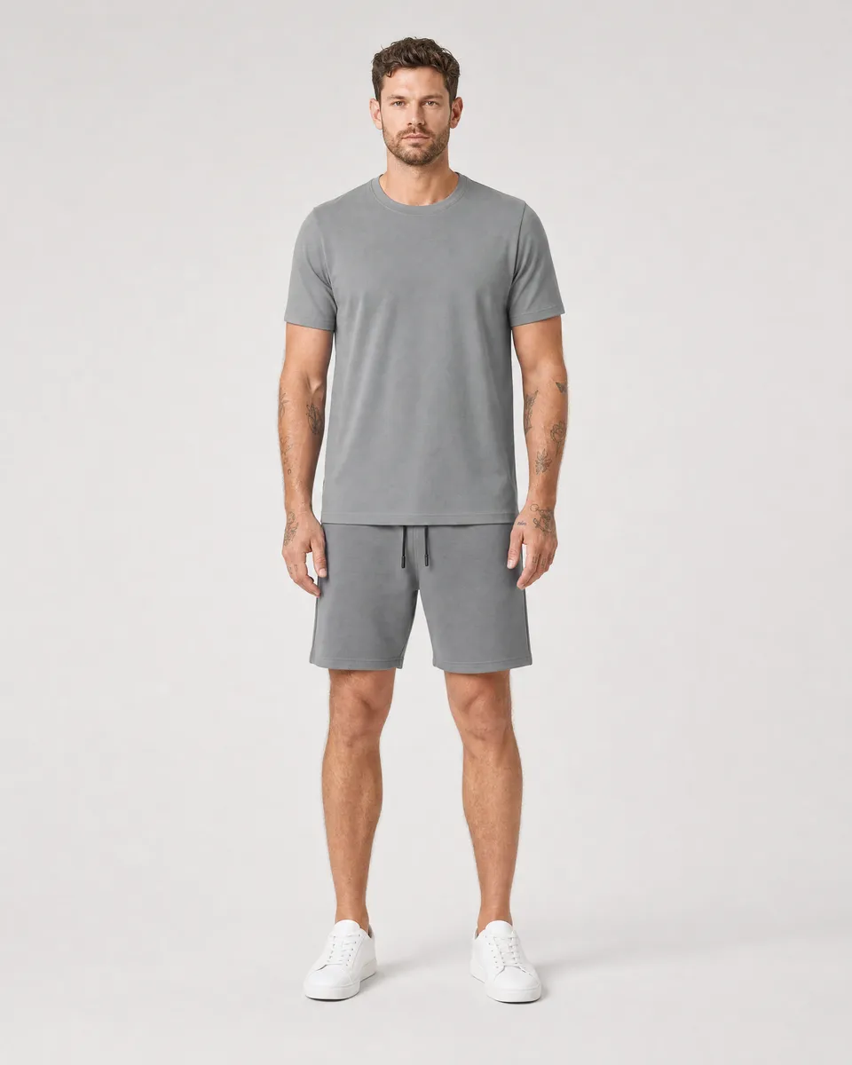 StringKing Men's StayWarm Tee - Sharp Fit, Gray, Full Front - Human Model