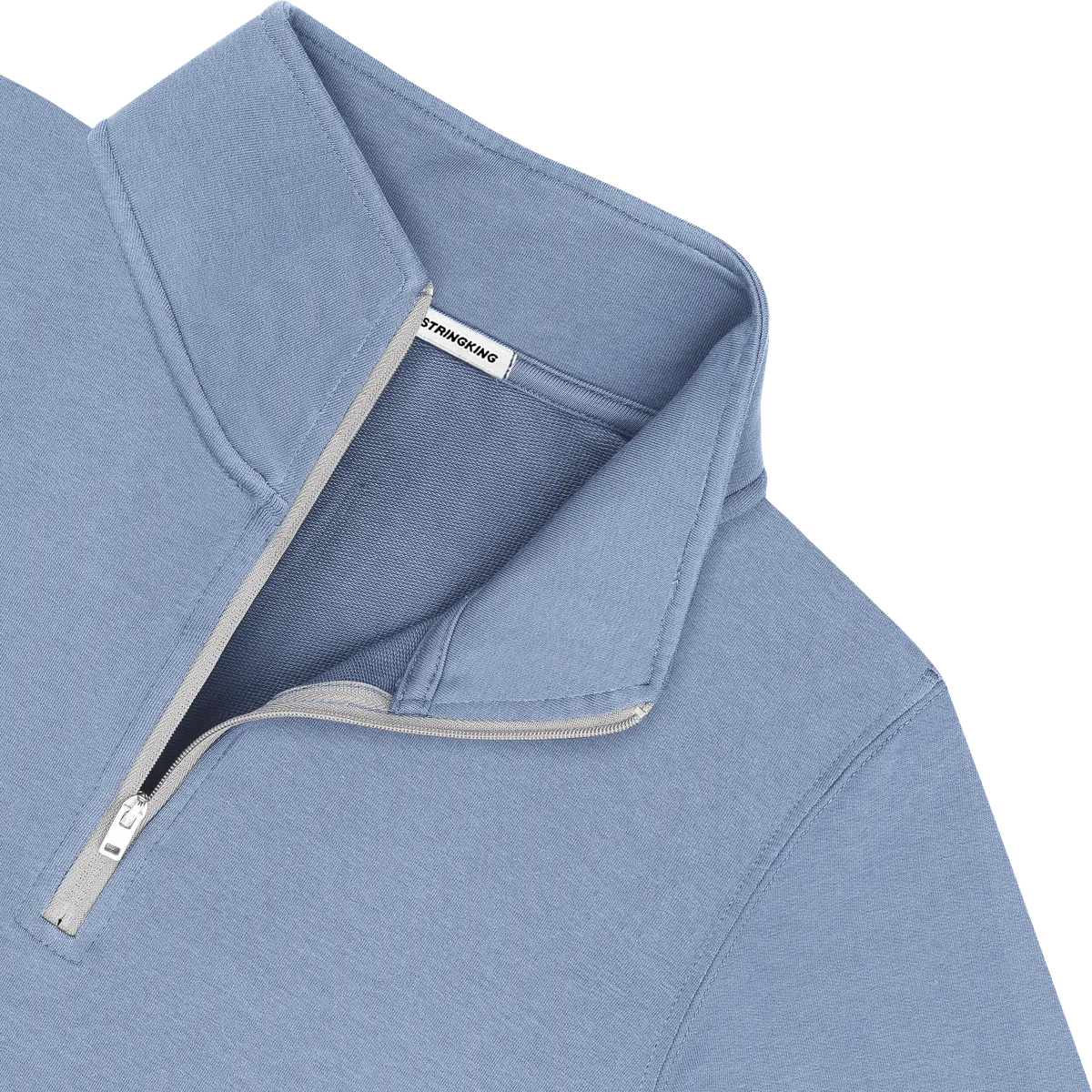StringKing Men's Pima Cotton Quarter Zip - Relaxed Fit, Slate Blue, Detail