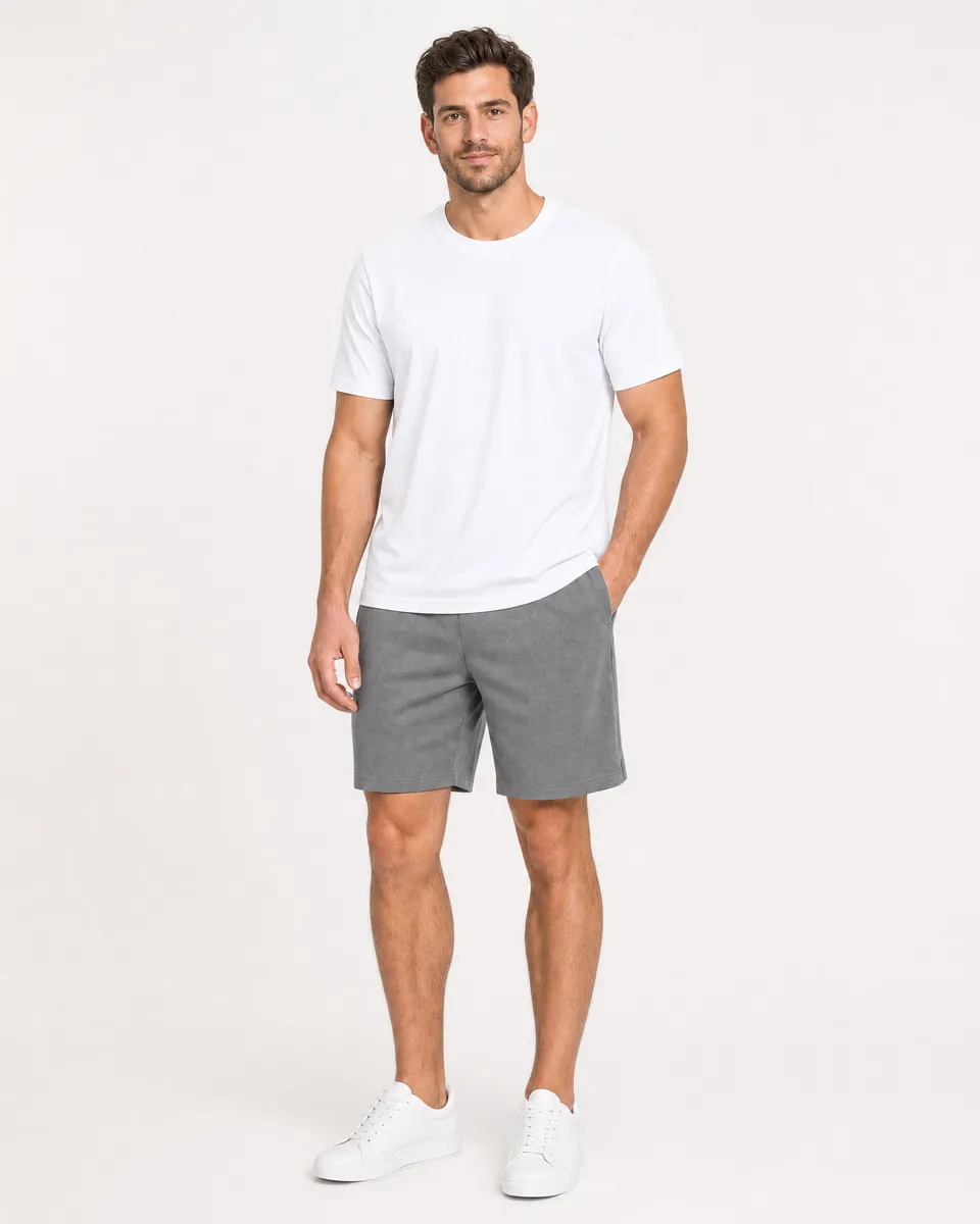StringKing Men's StayWarm Tee - Sharp Fit, White, Full Front - Human Model - Top of head to Knees