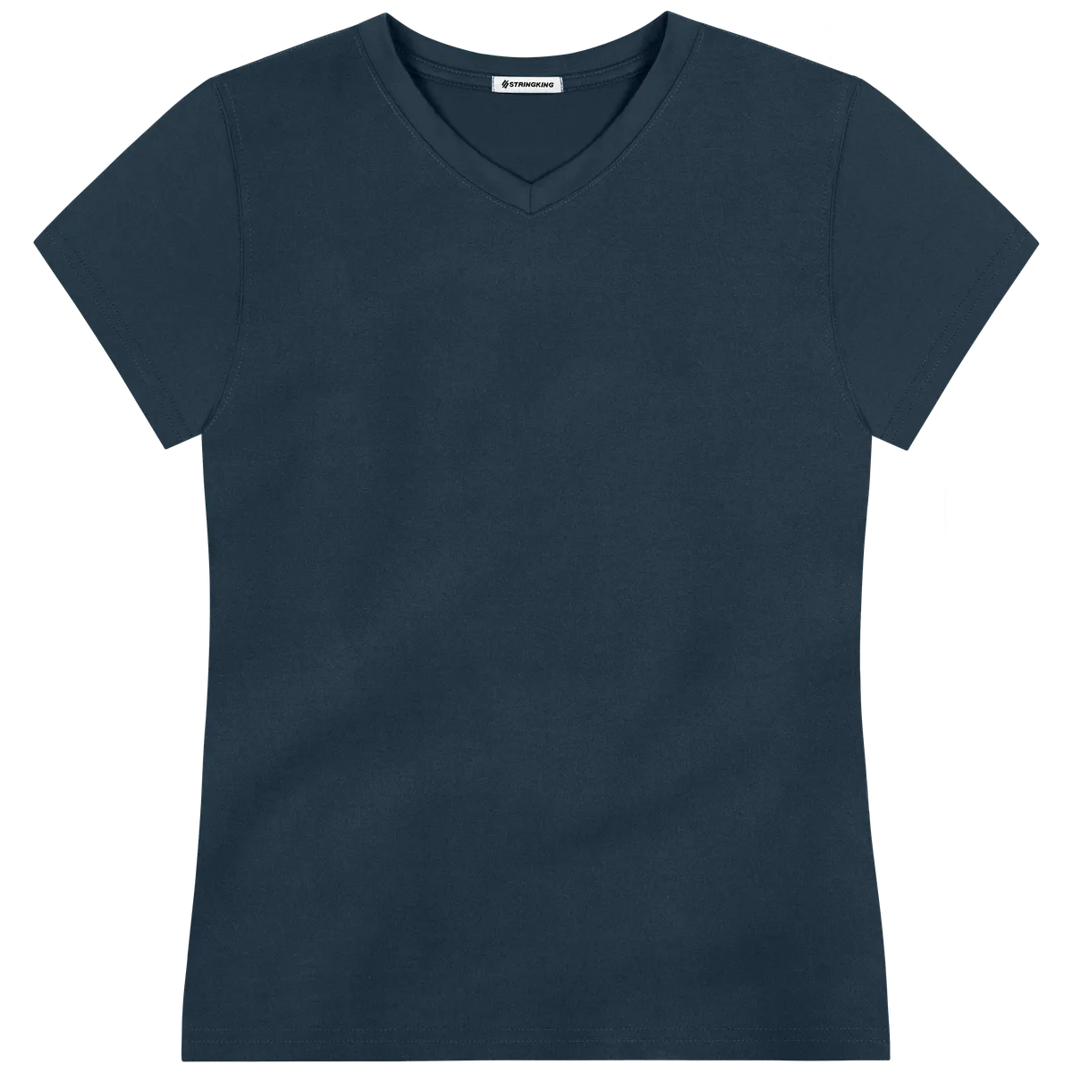 StringKing Women's FlexTech Short Sleeve V-Neck T-Shirt - Relaxed Fit, Navy, Front