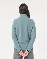 StringKing Women's Polartec Fleece Full Zip with Pockets - Sharp Fit, Slate, Full Back - Human Model - Top of head to Mid-thigh