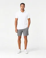 StringKing Men's Pima Terry Polo - Relaxed Fit, White, Full Front - Human Model - Top of head to Knees
