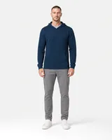 StringKing Men's StayWarm Hoodie - Sharp Fit, Navy Blue, Full Front - Human Model