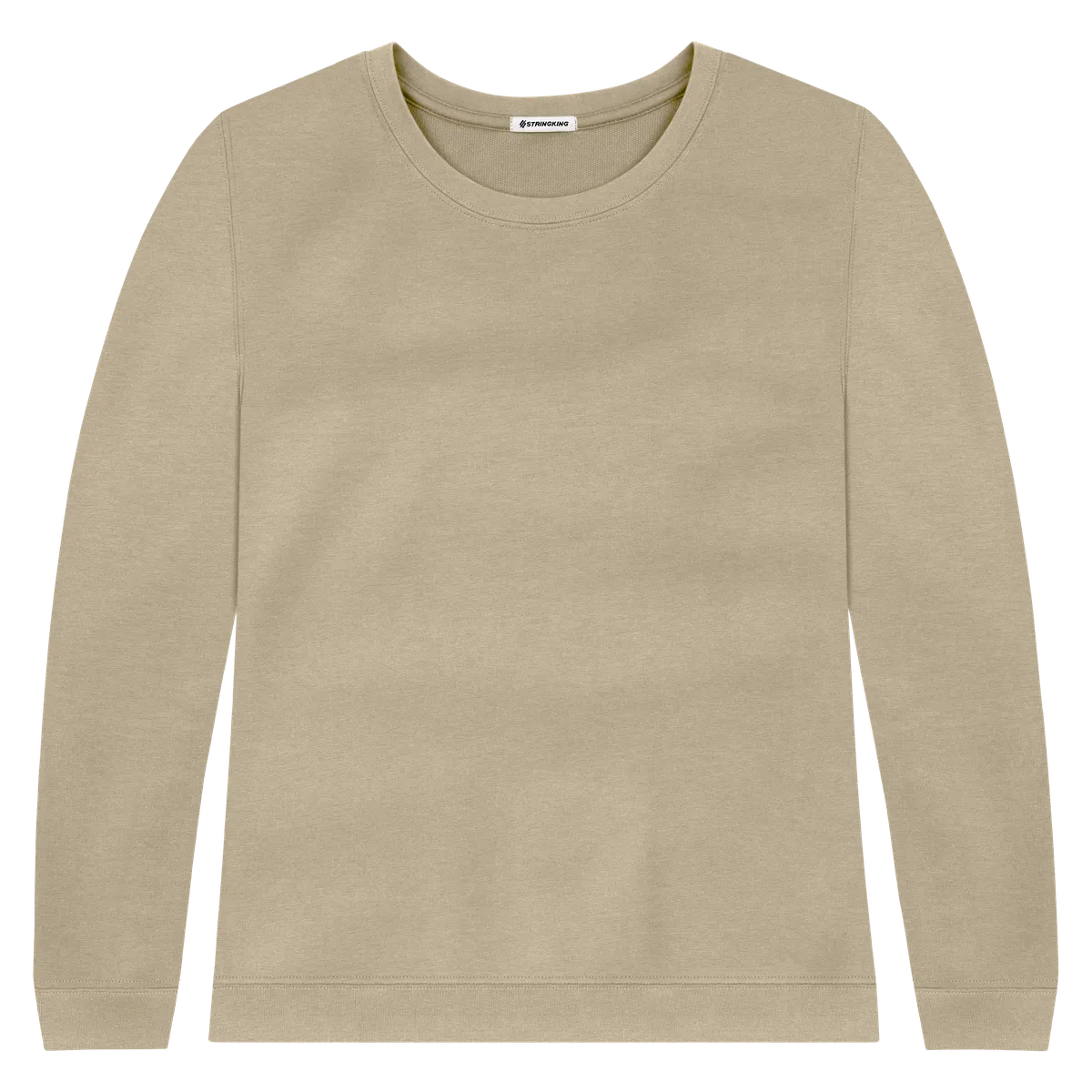 StringKing Women's Pima Cotton Crewneck Sweatshirt - Relaxed Fit, Warm Khaki, Front