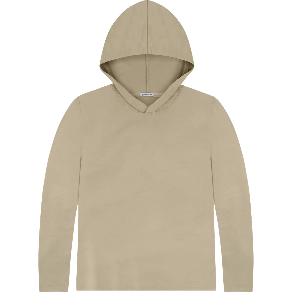 StringKing Women's Pima Cotton Lightweight Hoodie - Relaxed Fit, Warm Khaki, Front