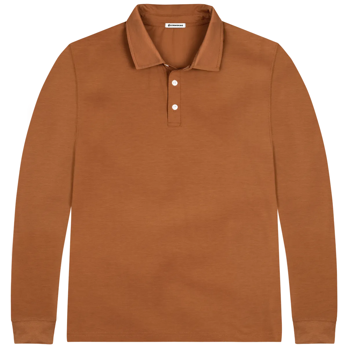 StringKing Men's FlexStyle Long Sleeve Polo - Relaxed Fit, Bombay Brown, Front
