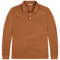 StringKing Men's FlexStyle Long Sleeve Polo - Relaxed Fit, Bombay Brown, Front