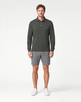 StringKing Men's Pima Jersey Long Sleeve Polo - Sharp Fit, Moss, Full Front - Human Model