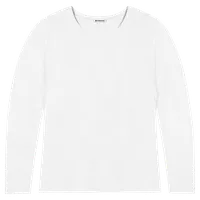 StringKing Women's Pima Cotton Long Sleeve Crewneck T-Shirt - Sharp Fit, White, Front