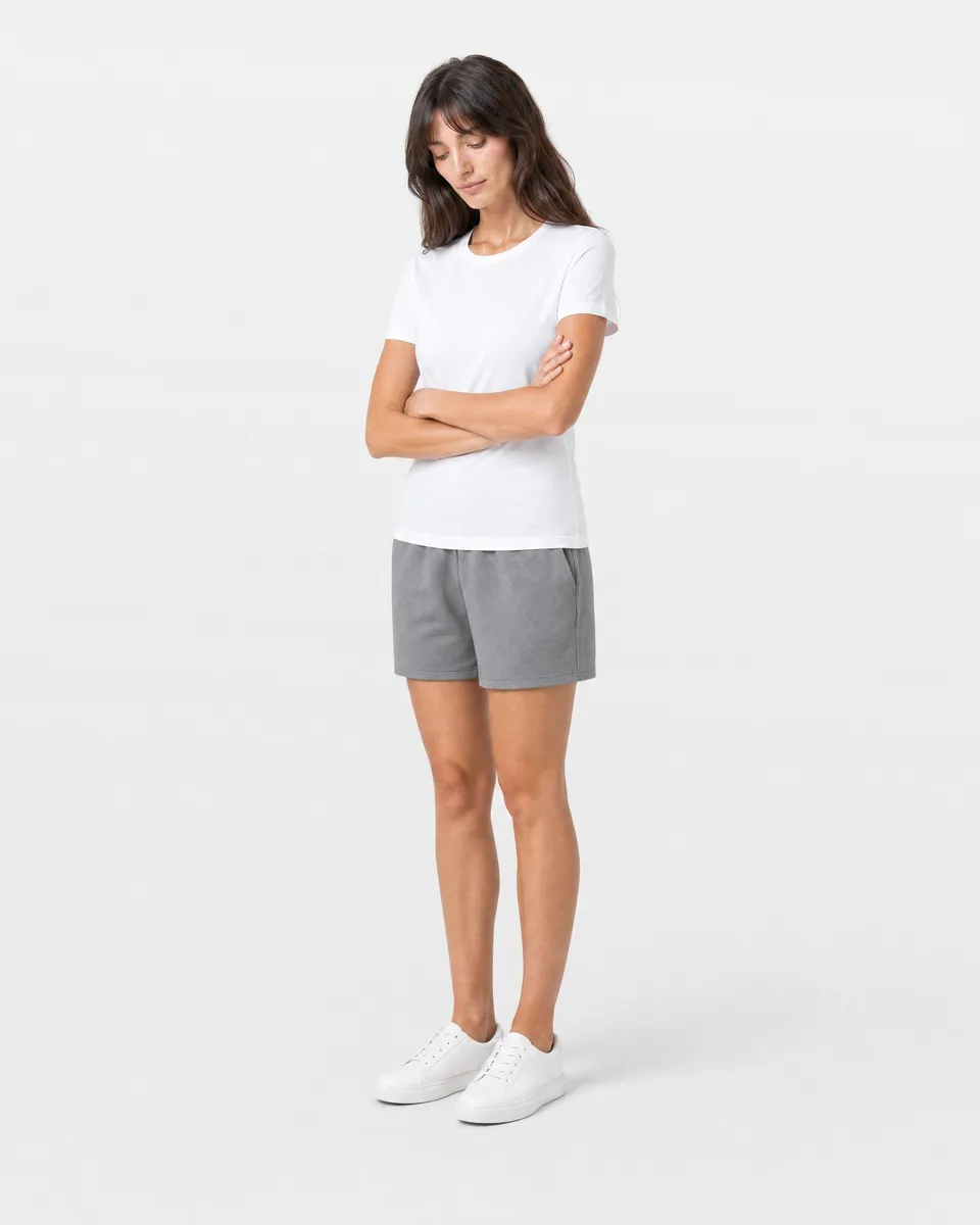 StringKing Women's Pima Jersey Tee - Sharp Fit, White, Full Front Angle - Human Model