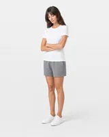 StringKing Women's Pima Jersey Tee - Sharp Fit, White, Full Front Angle - Human Model