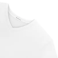 StringKing Women's Pima Terry V-Neck Tee - Relaxed Fit, White, Detail