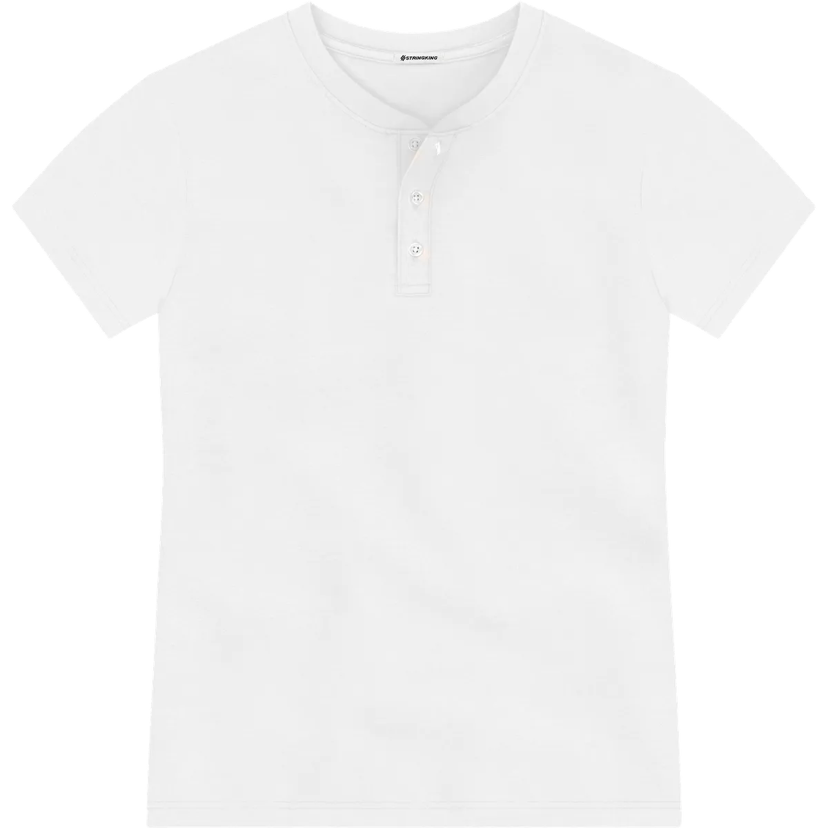 StringKing Men's Pima Jersey Short Sleeve Henley - Sharp Fit, White, Front