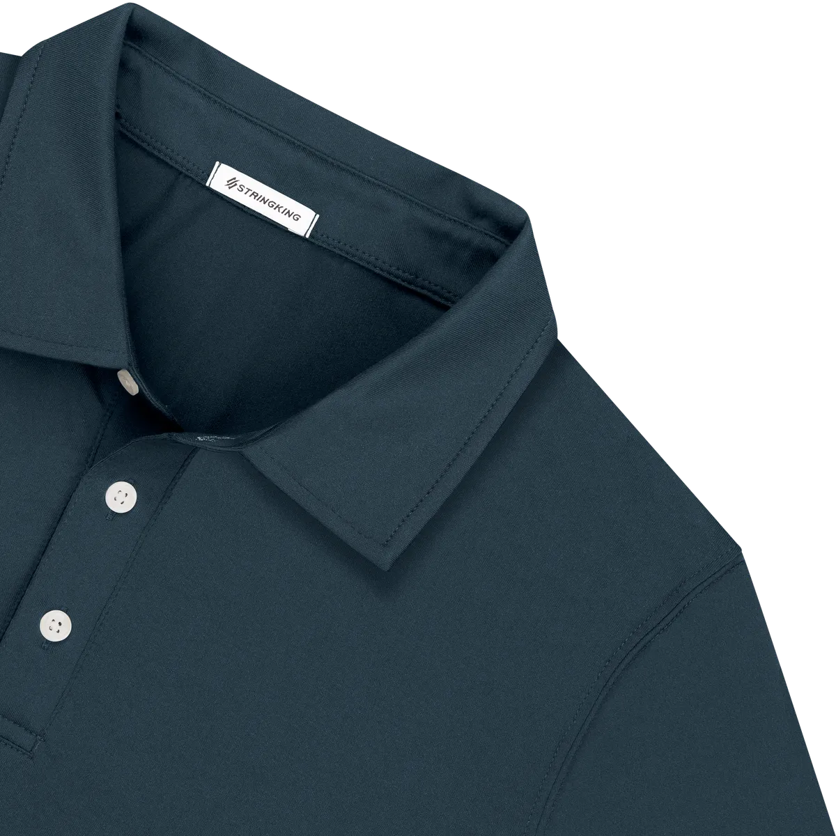 StringKing Men's FlexTech Short Sleeve Polo - Relaxed Fit, Navy, Detail