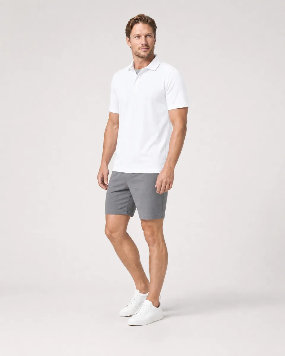 StringKing Men's StayCool Polo - Sharp Fit, White, Full Front Angle - Human Model