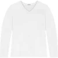 StringKing Women's Pima Terry Long Sleeve V-Neck Tee - Sharp Fit, White, Front