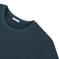 StringKing Men's Pima Cotton Short Sleeve Pocket Crewneck T-Shirt - Relaxed Fit, Navy, Detail