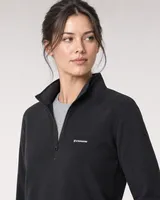 StringKing Women's Polartec Fleece Quarter Zip with Pockets - Sharp Fit, Meteorite, Collar Shoulder - Human Model