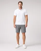 StringKing Men's StayCool Polo - Sharp Fit, White, Full Front - Human Model - Top of head to Knees