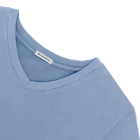 StringKing Women's Pima Cotton V-Neck Sweatshirt - Relaxed Fit, Slate Blue, Detail