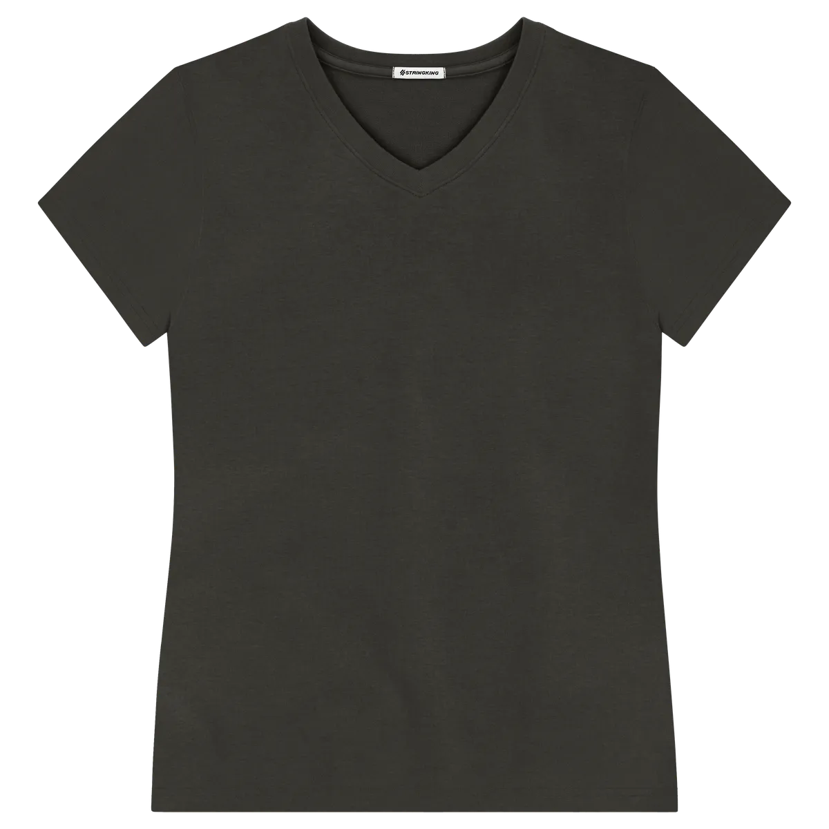 StringKing Women's Pima Terry V-Neck Tee - Sharp Fit, Peat, Front