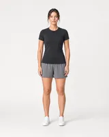StringKing Women's Pima Jersey Tee - Sharp Fit, Black, Full Front - Human Model