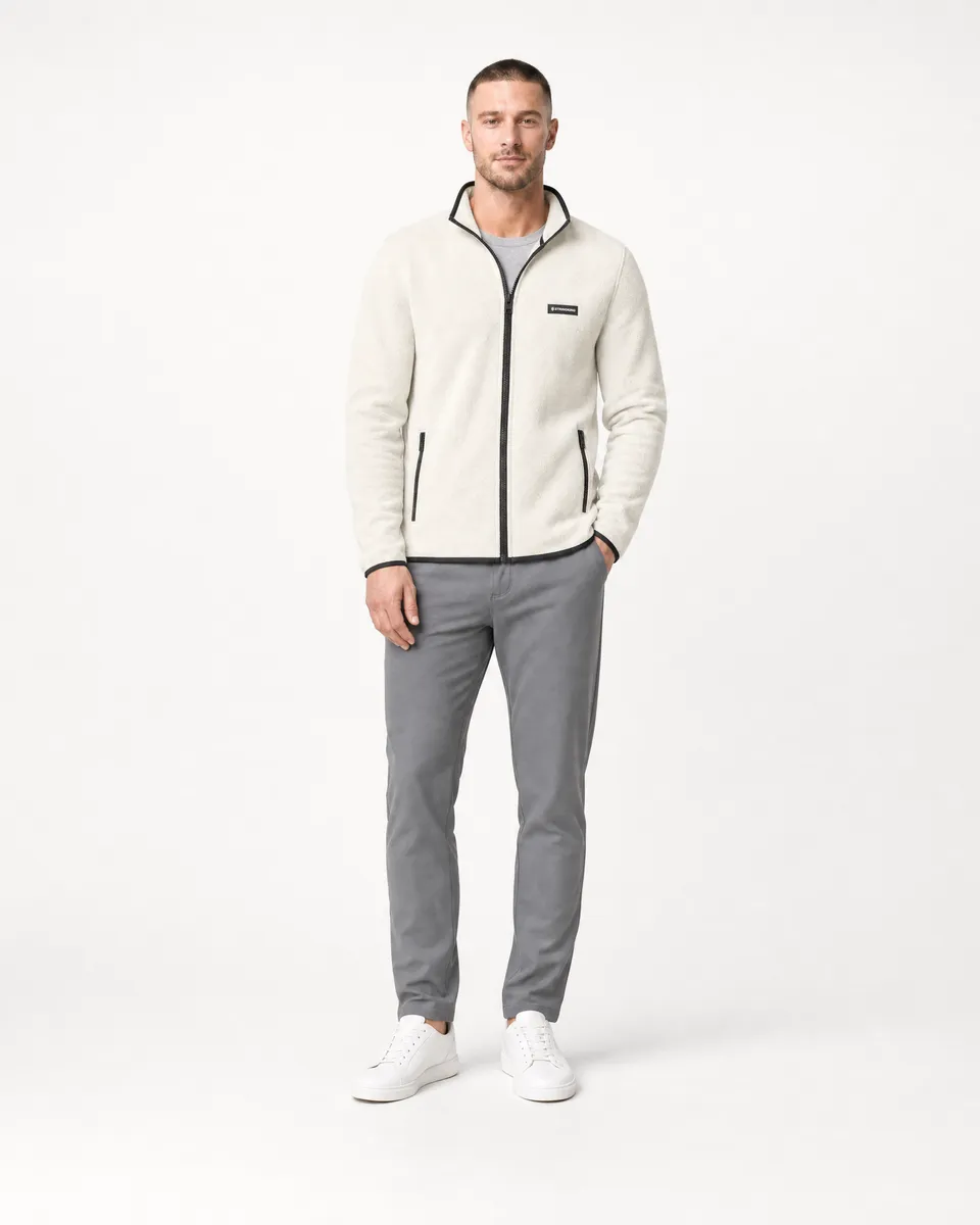 StringKing Men's Polartec Fleece Full Zip with Pockets - Sharp Fit, Jet Stream, Full Front - Human Model