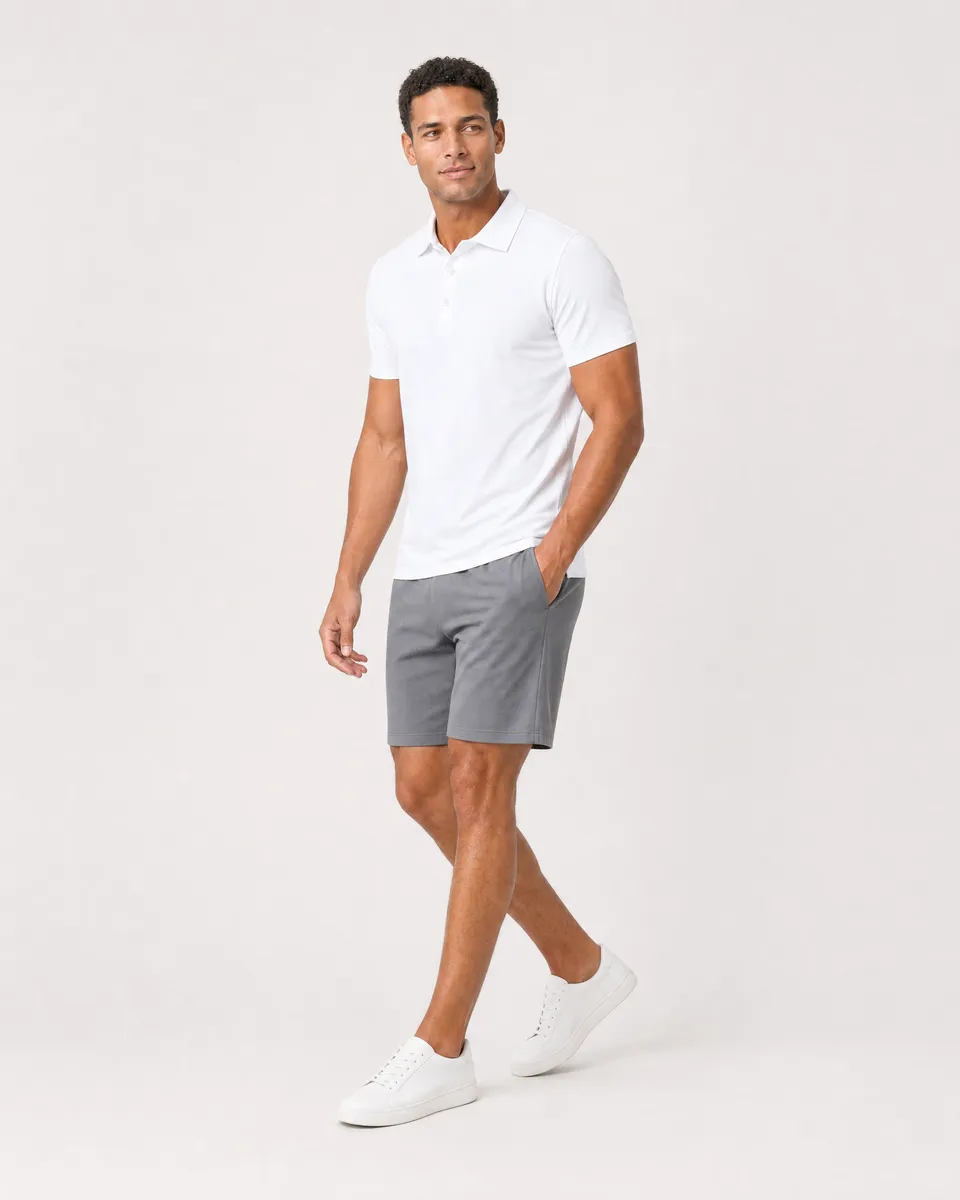StringKing Men's Pima Jersey Classic Polo, Collar Shoulder - Human Model