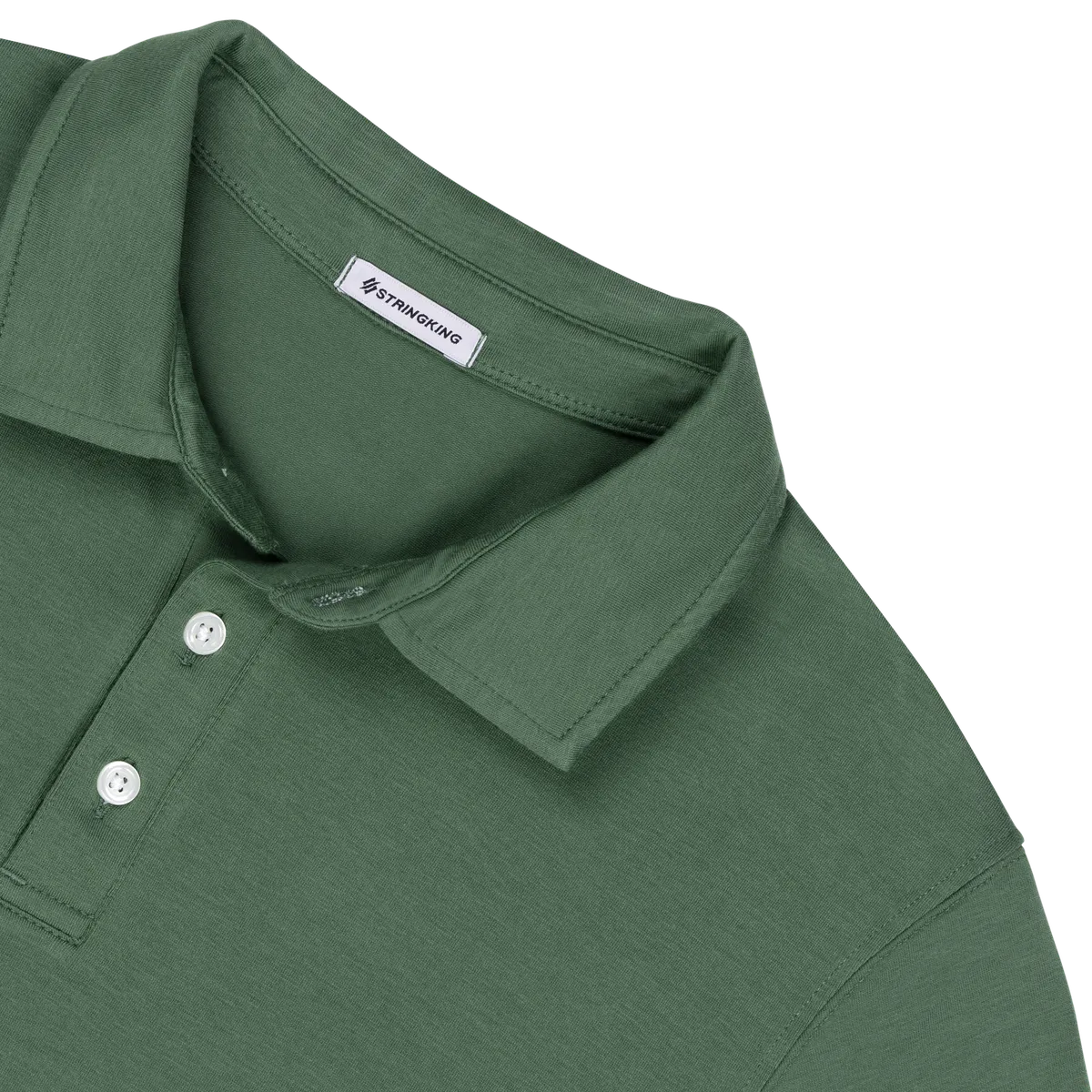 StringKing Men's Pima Cotton Short Sleeve Polo - Sharp Fit, Green, Detail
