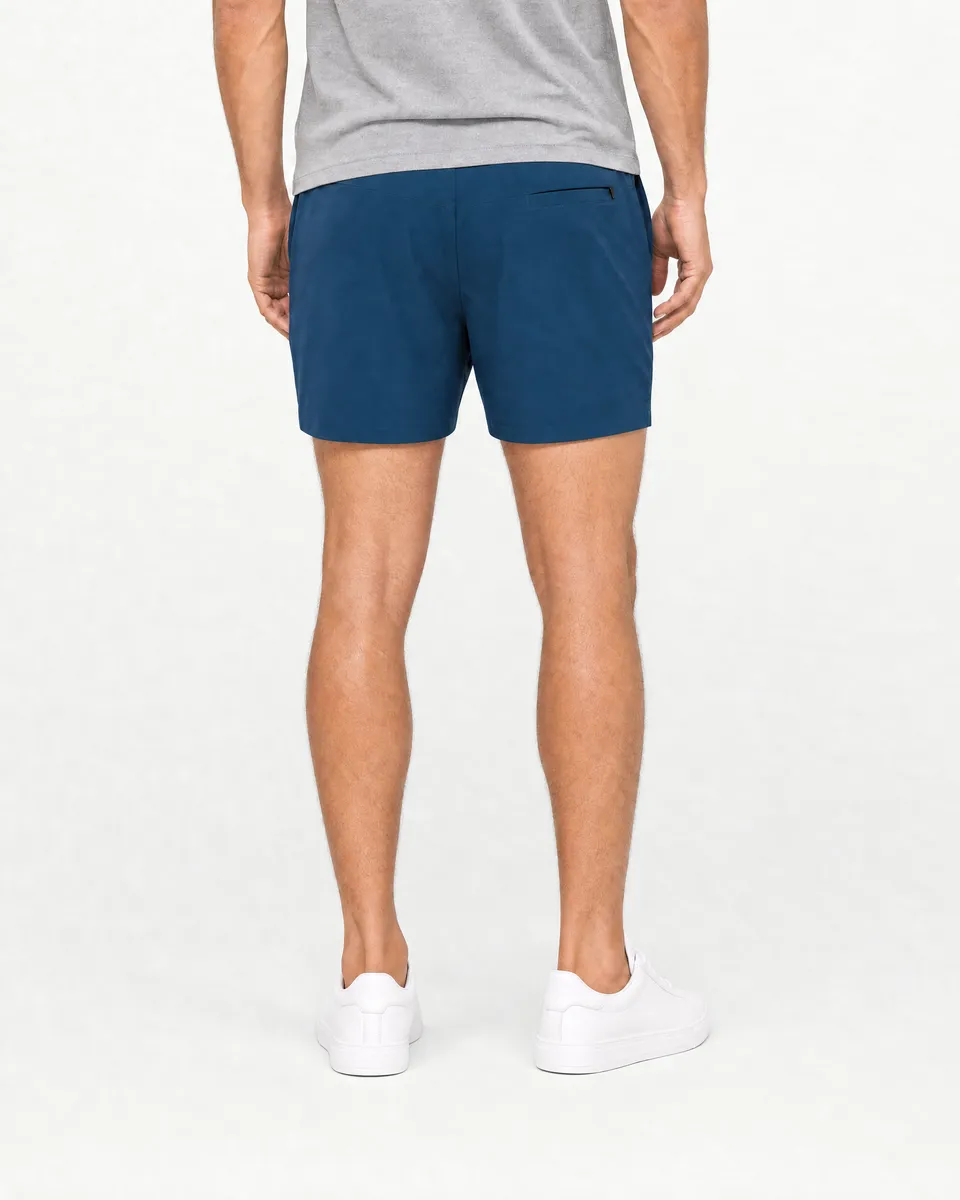 StringKing Men's Velocity Short - Sharp Fit, Navy Blue, 5 inch, Full Back - Human Model - Chest to Feet