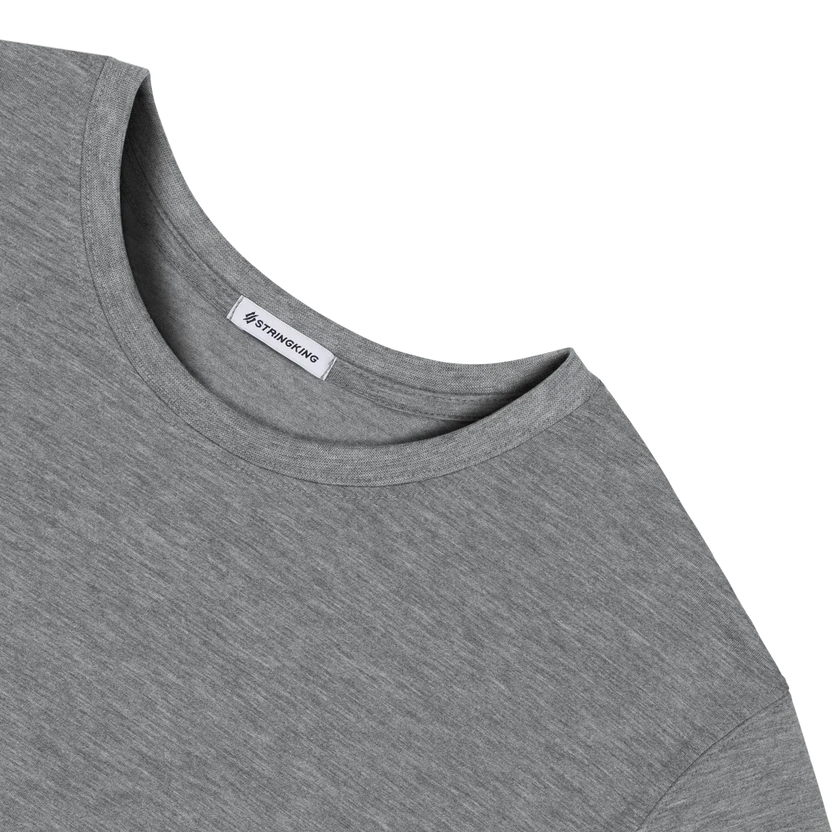 StringKing Men's FlexStyle Long Sleeve Crewneck T-Shirt - Relaxed Fit, Heather Gray, Detail