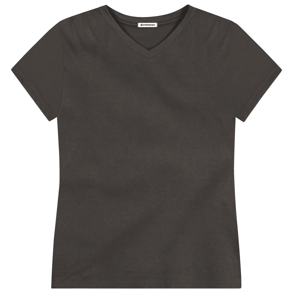 StringKing Women's FlexTech Short Sleeve V-Neck T-Shirt - Sharp Fit, Charcoal, Front