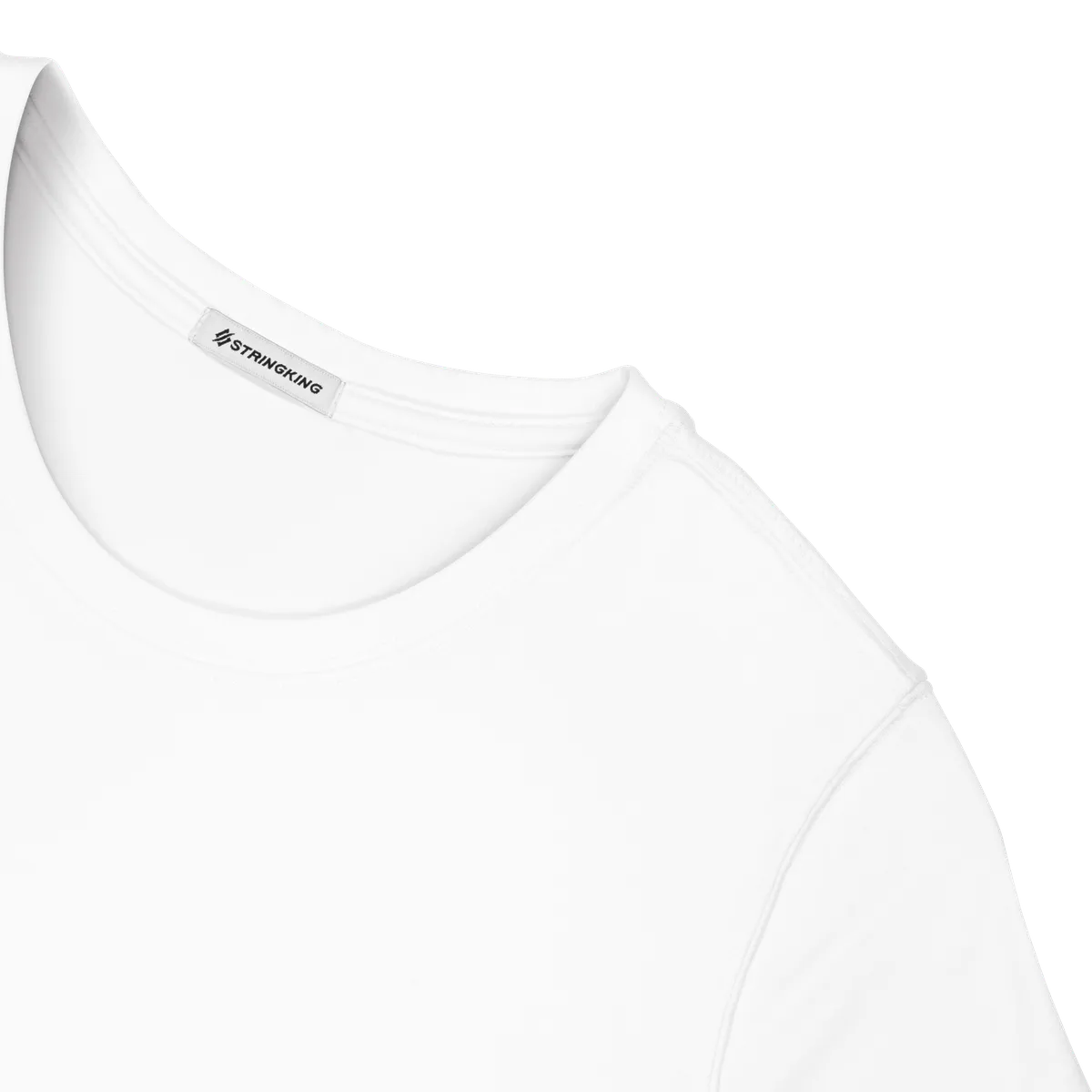 StringKing Women's Pima Cotton Short Sleeve Crewneck T-Shirt - Relaxed Fit, White, Detail