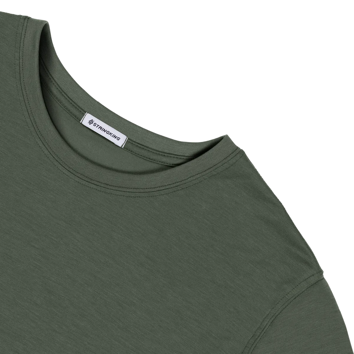 StringKing Men's FlexStyle Long Sleeve Crewneck T-Shirt - Sharp Fit, Thyme, Detail