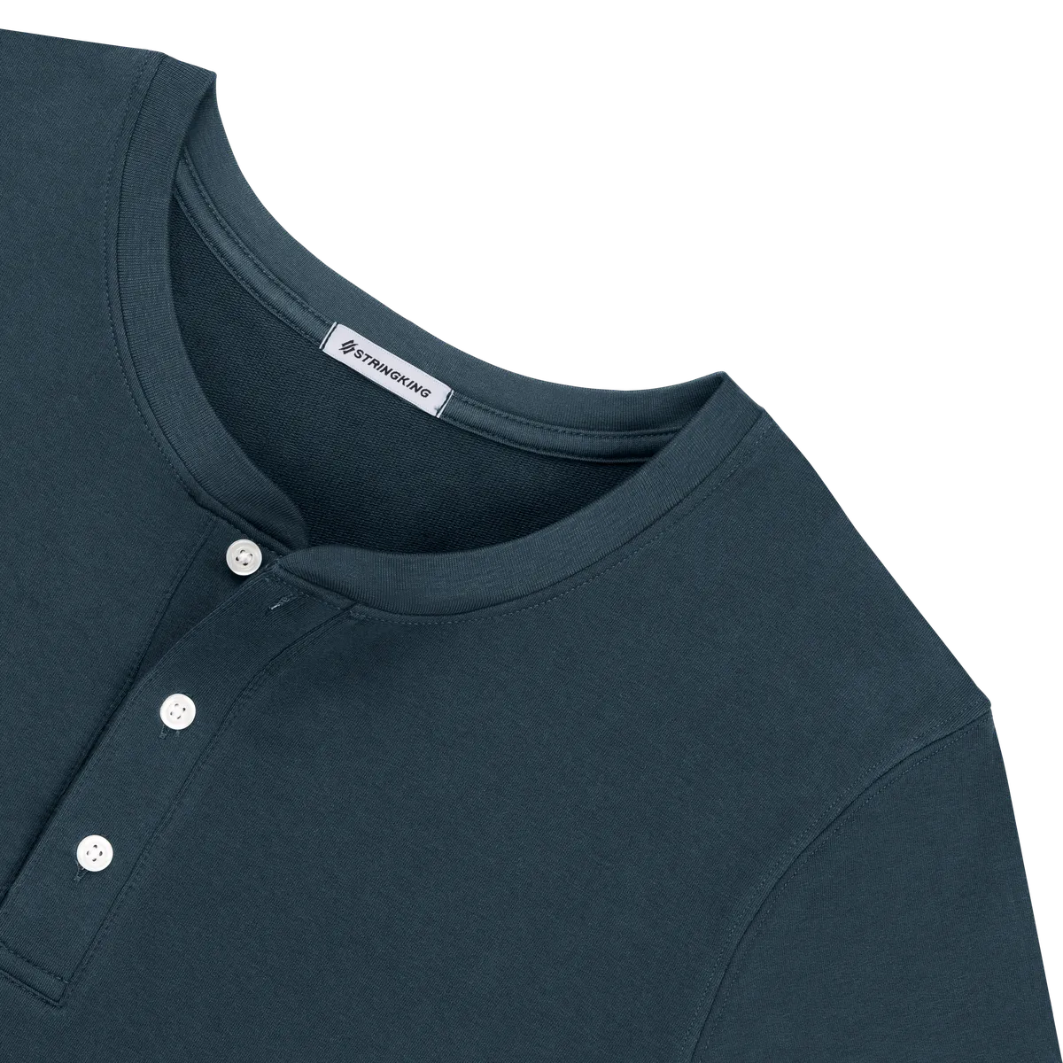 StringKing Men's Pima Cotton Henley Sweatshirt - Relaxed Fit, Navy, Detail