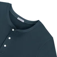 StringKing Men's Pima Cotton Henley Sweatshirt - Relaxed Fit, Navy, Detail