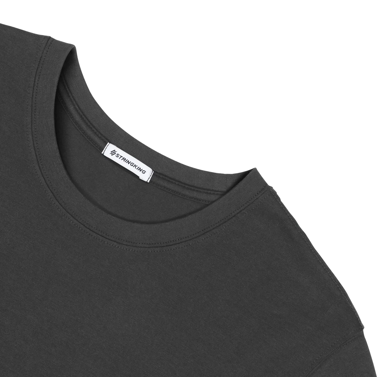 StringKing Men's Pima Cotton Short Sleeve Crewneck T-Shirt - Sharp Fit, Black, Detail